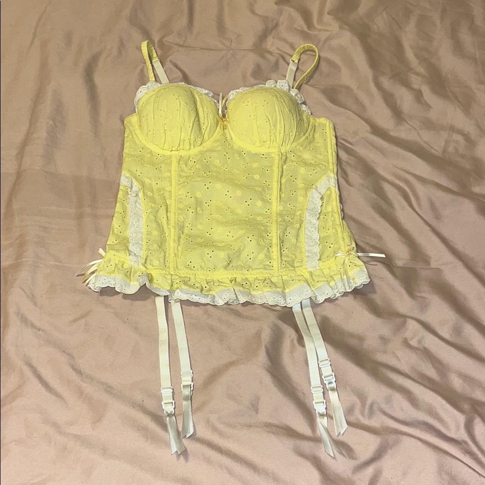 Yellow Lace Bustier Top with Garters